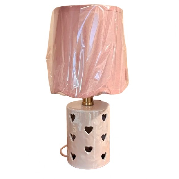 NWT- KH Collection Coquette Ceramic Heart Cut-Out Table Lamp Plus Nightlight - Picture 9 of 10